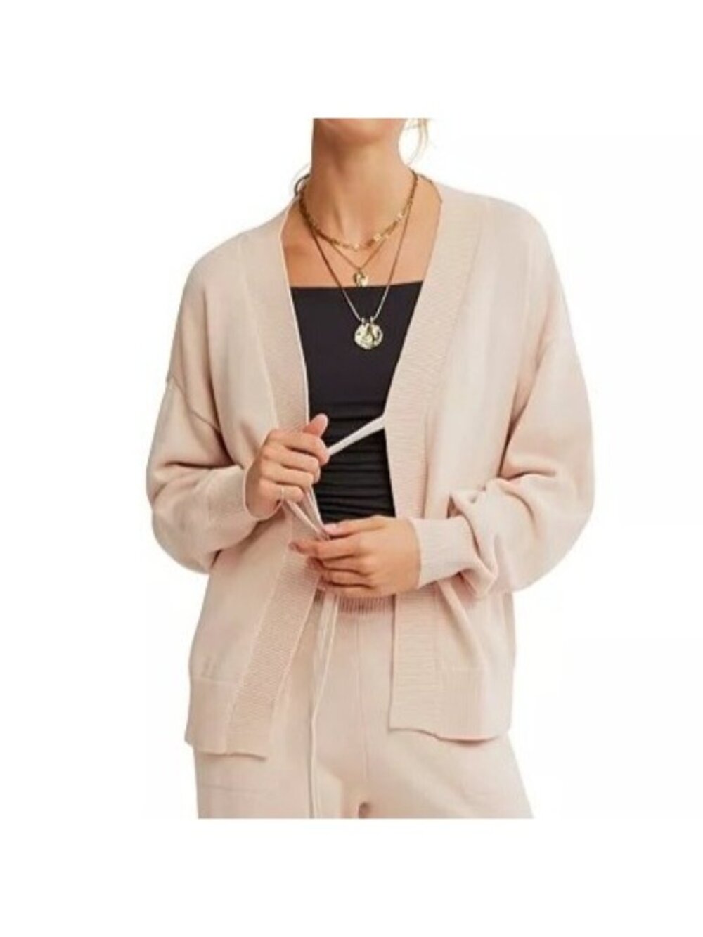 NEW Free People Solar Sweater Neutral Basic Chic Contemporary Layering Women L